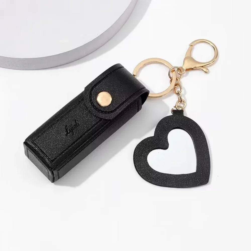 Portable Leather Lipstick Holder Keychain