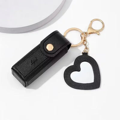Portable Leather Lipstick Holder Keychain