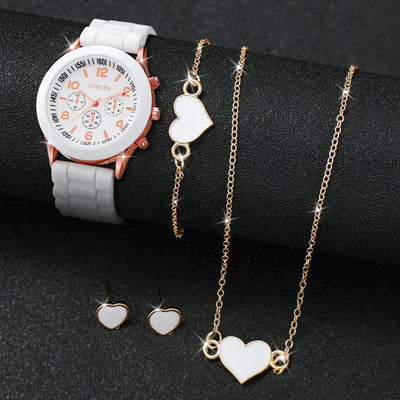 Women Fashion Silicone Watch Set