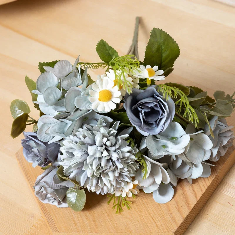 Silk Dandelion Daisy Rose Bouquet