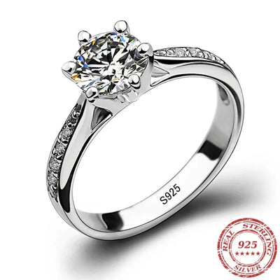 925 Sterling Silver Classic Diamond Ring