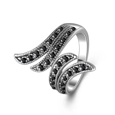 Vintage Rose Flower Rhinestone Ring