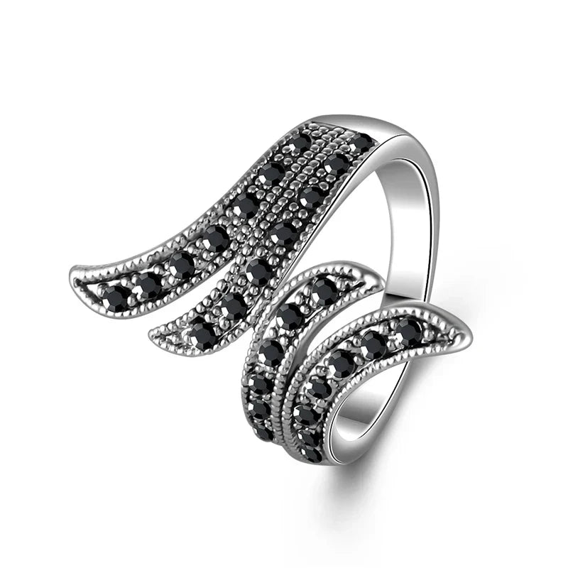 Vintage Rose Flower Rhinestone Ring