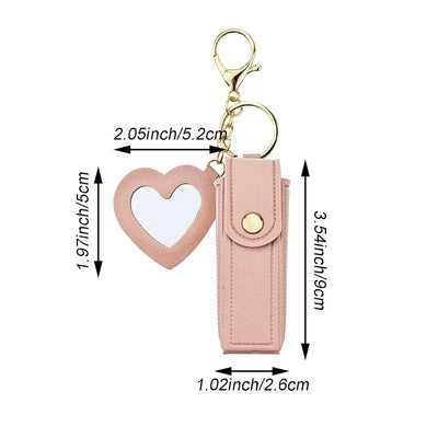 Portable Leather Lipstick Holder Keychain
