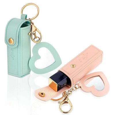Portable Leather Lipstick Holder Keychain