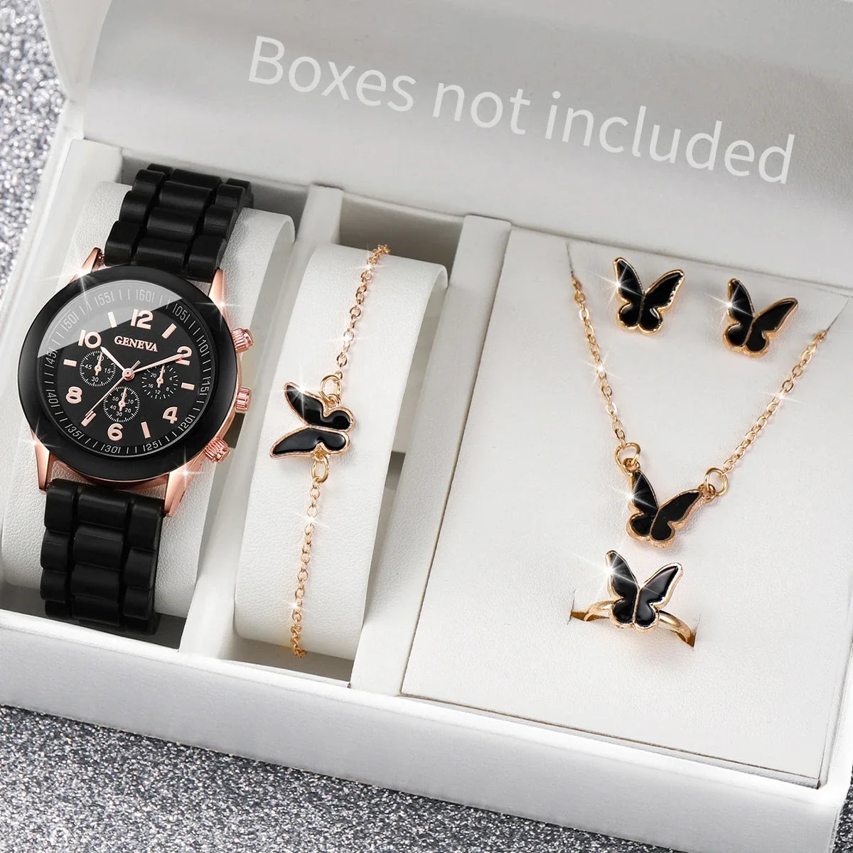 Women Fashion Silicone Watch Set