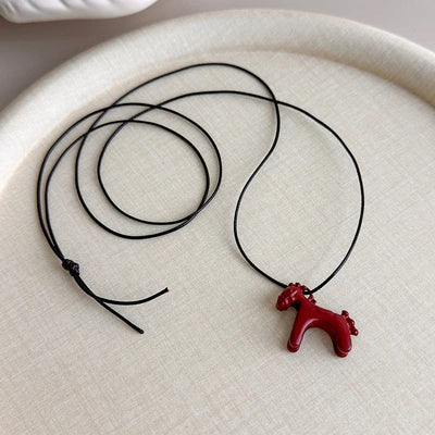 Colorful Horse Pendant Long Necklace