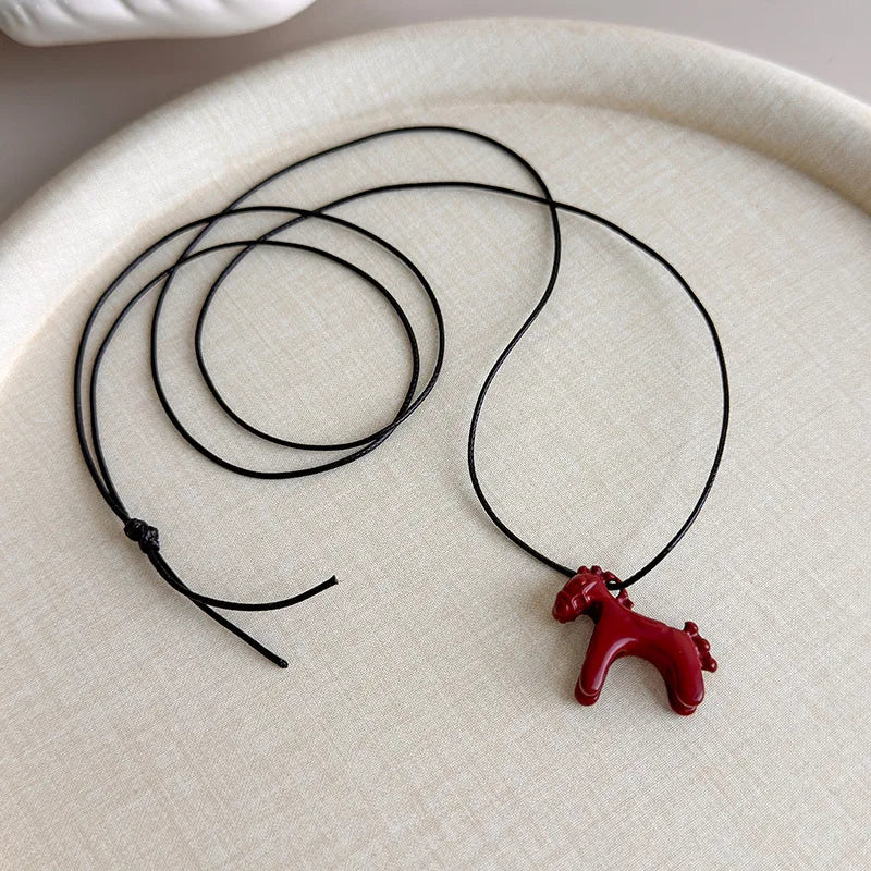 Colorful Horse Pendant Long Necklace