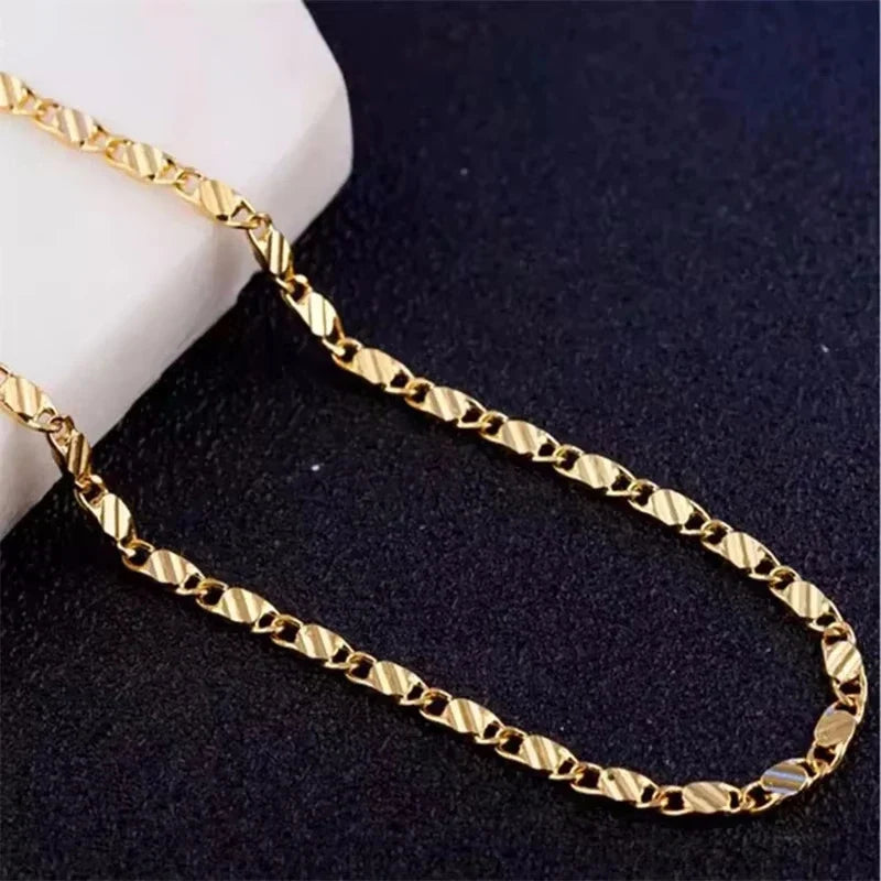 18K Gold Side Chain Necklace
