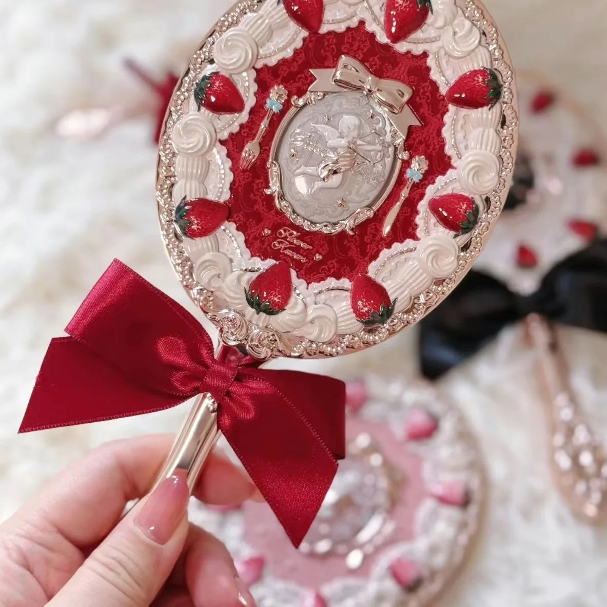 Flower Knows Angel Bunny Hand Mirror