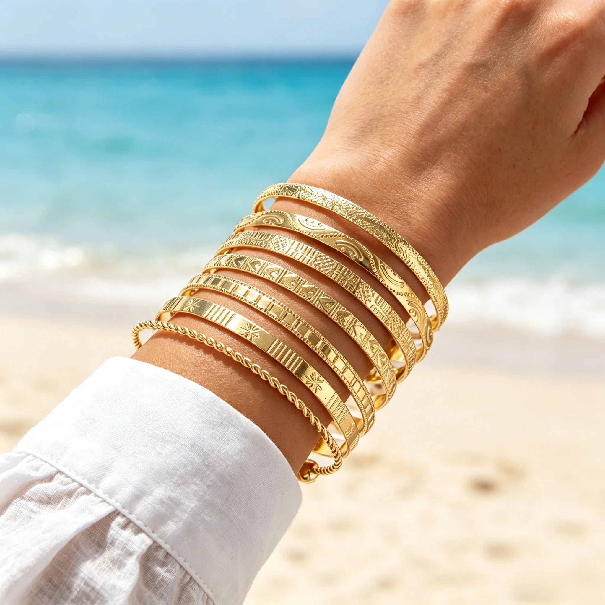 Stackable Engraved Open Cuff Bangles