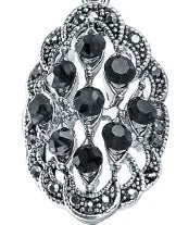 Vintage Rose Flower Rhinestone Ring