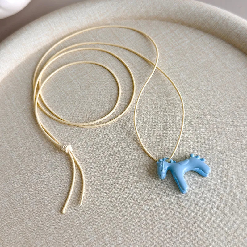 Colorful Horse Pendant Long Necklace