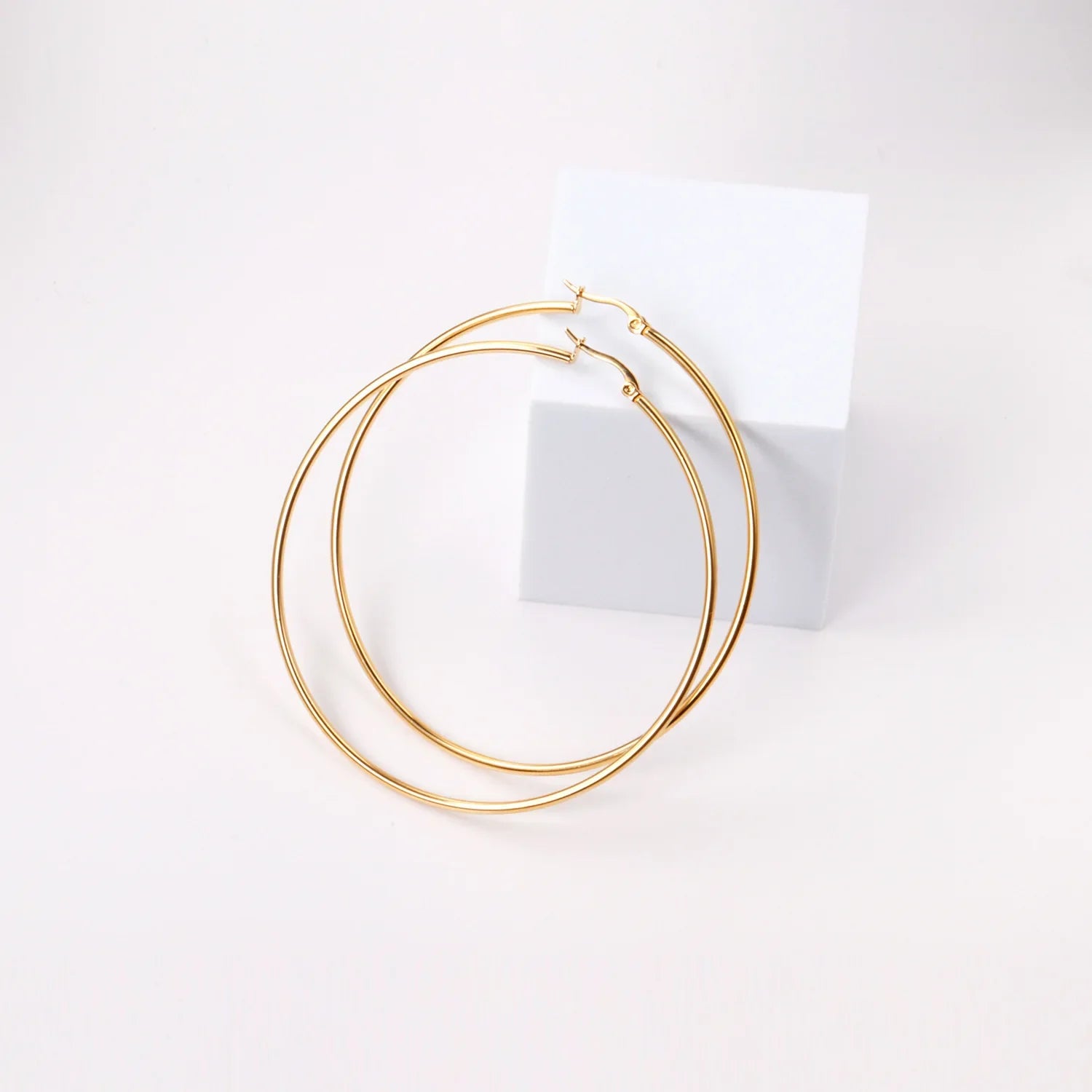 Gold Stainless Steel Hoop Earrings
