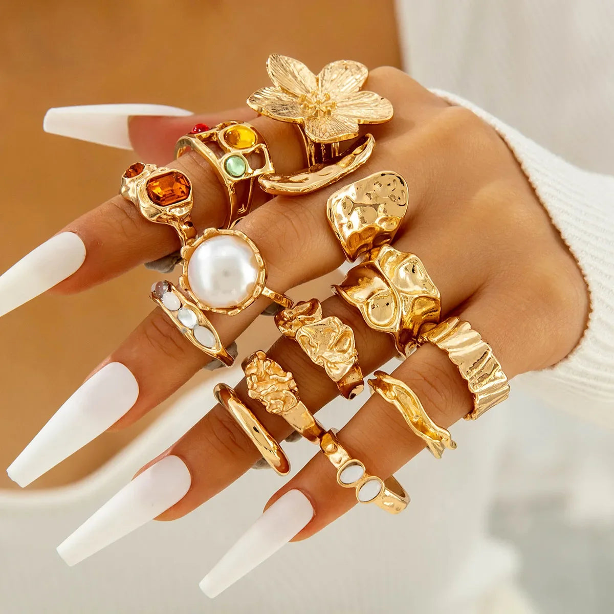 Tocona Luxury Imitation Pearl Rings