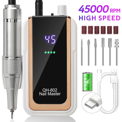 Professional 45000RPM Portable Nail Drill