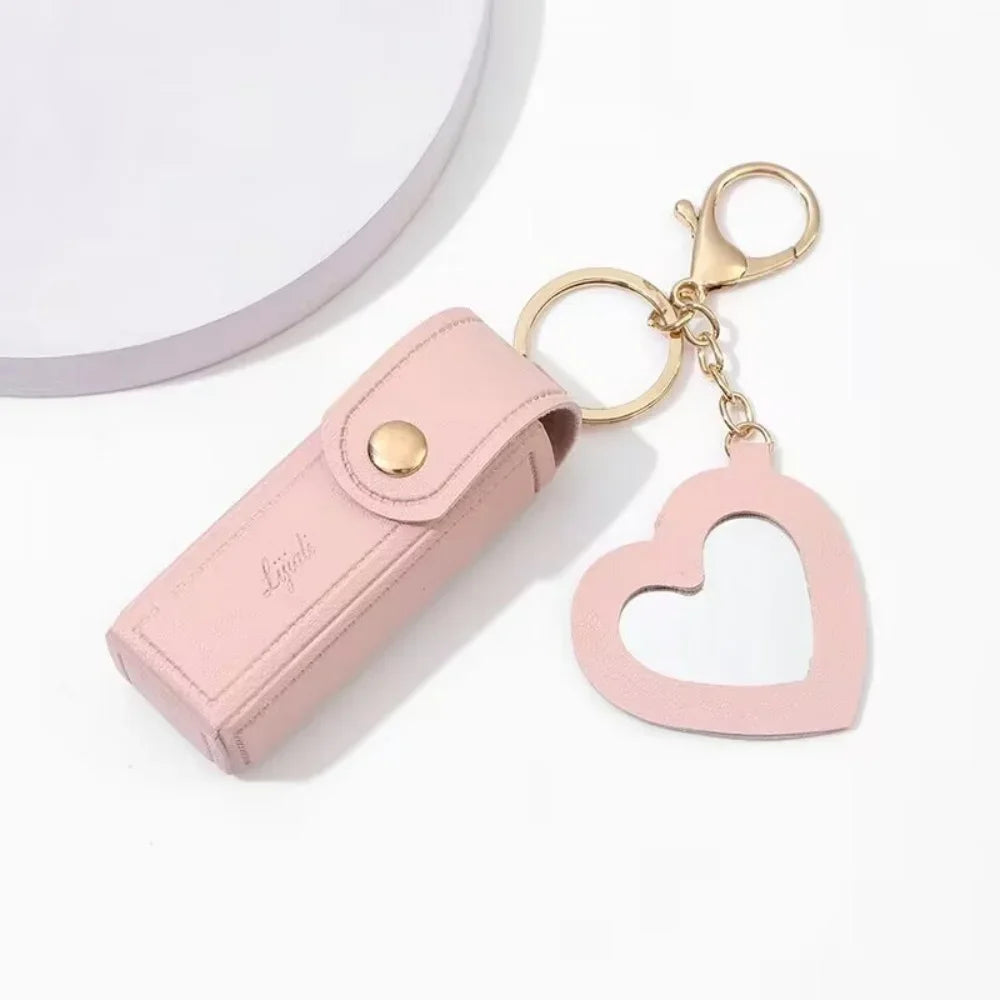 Portable Leather Lipstick Holder Keychain
