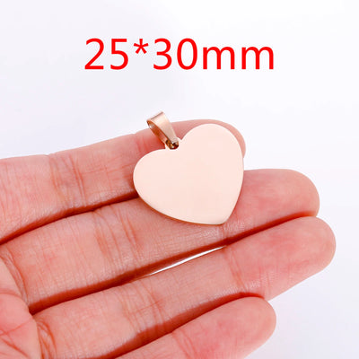 Stainless Steel Heart Tag Charms