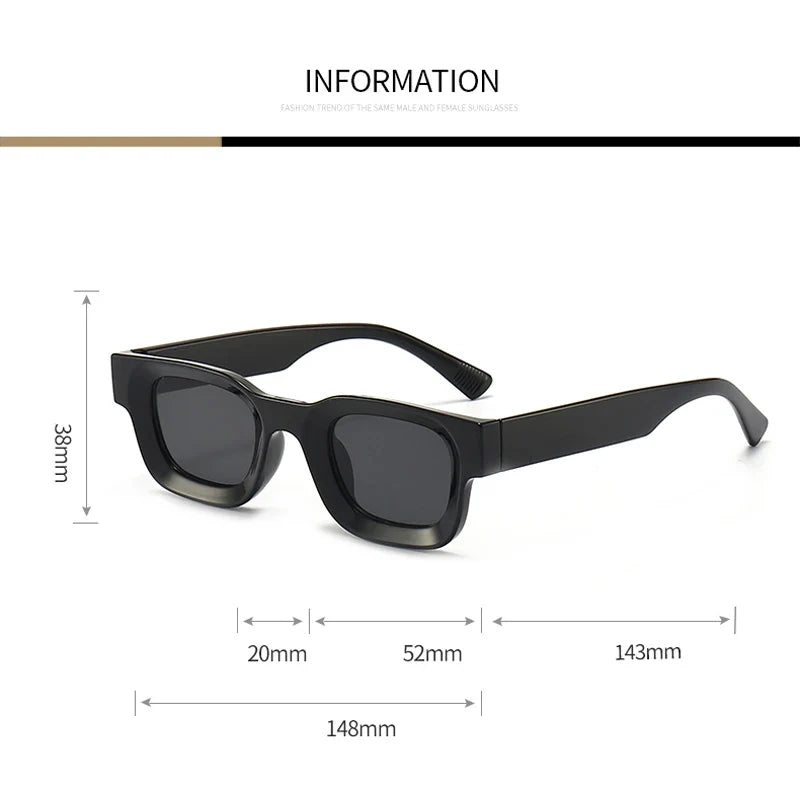Small Rectangle Thick Frame Sunglasses