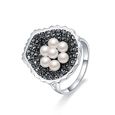 Vintage Rose Flower Rhinestone Ring