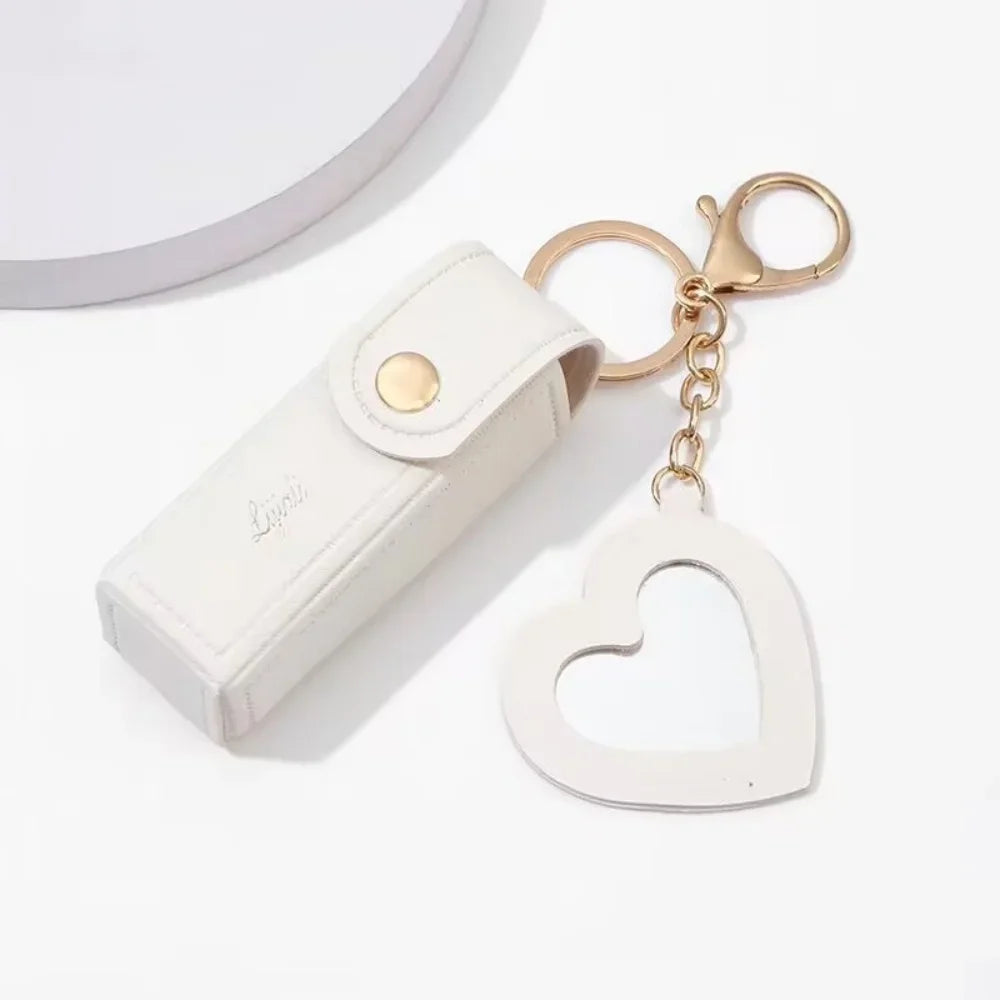 Portable Leather Lipstick Holder Keychain