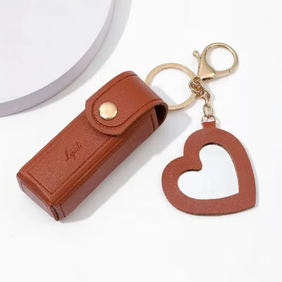 Portable Leather Lipstick Holder Keychain