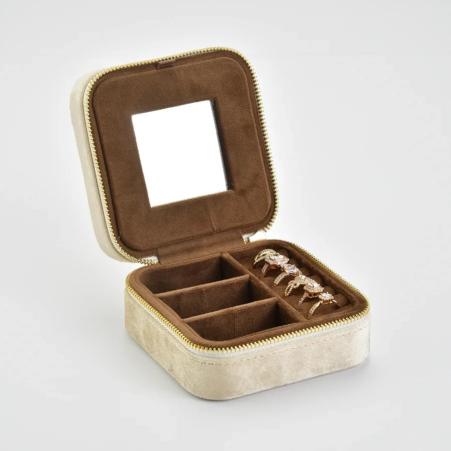 Vintage Velvet Travel Jewelry Box