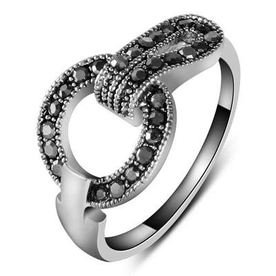 Vintage Rose Flower Rhinestone Ring