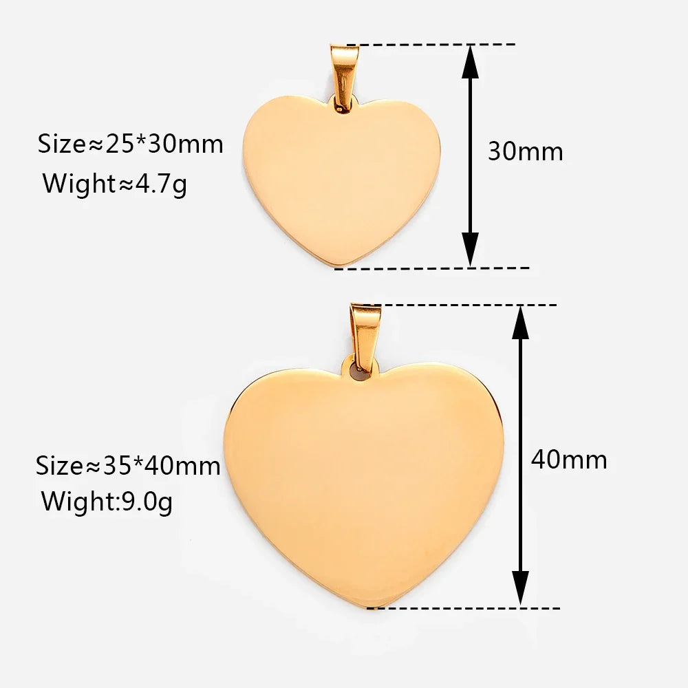 Stainless Steel Heart Tag Charms