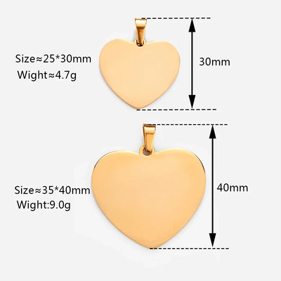 Stainless Steel Heart Tag Charms