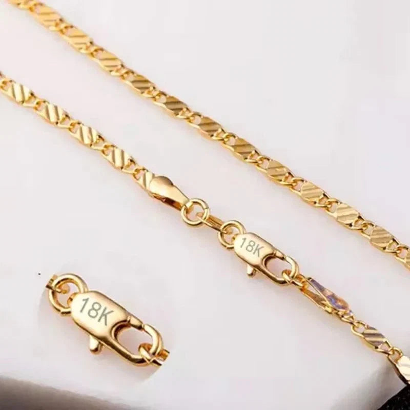 18K Gold Side Chain Necklace