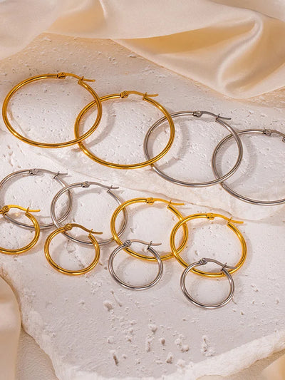Gold Stainless Steel Hoop Earrings