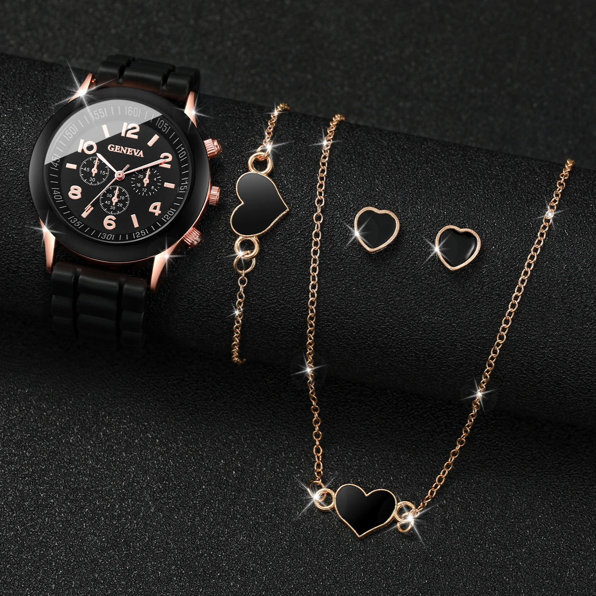 Women Fashion Silicone Watch Set