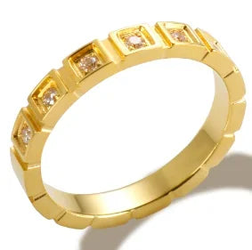 Crystal Zircon Stainless Steel Beaded Ring