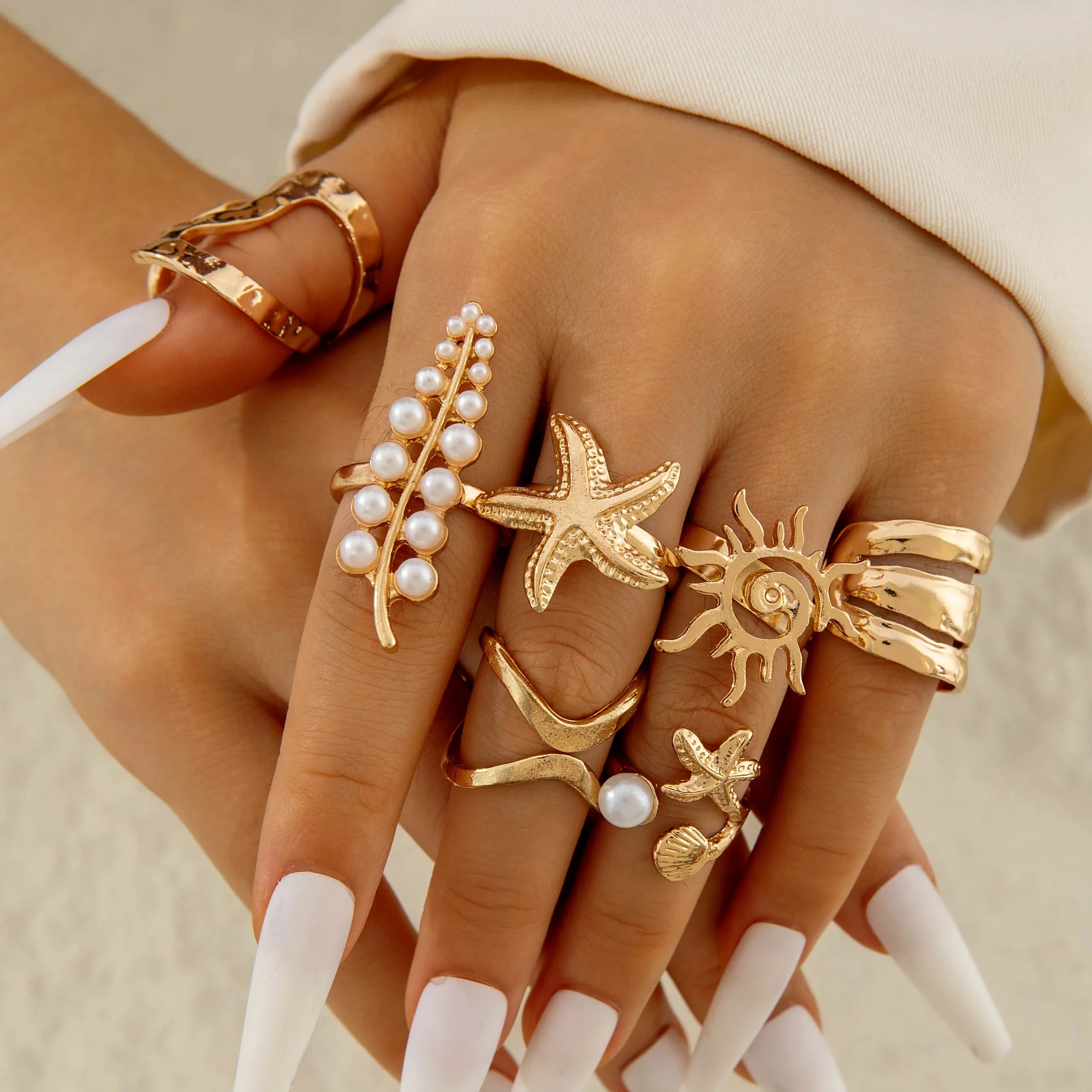 Tocona Luxury Imitation Pearl Rings