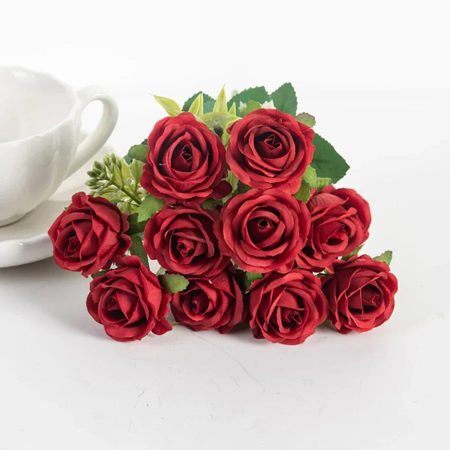 Silk White Rose Flower Bundle