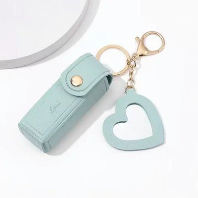Portable Leather Lipstick Holder Keychain
