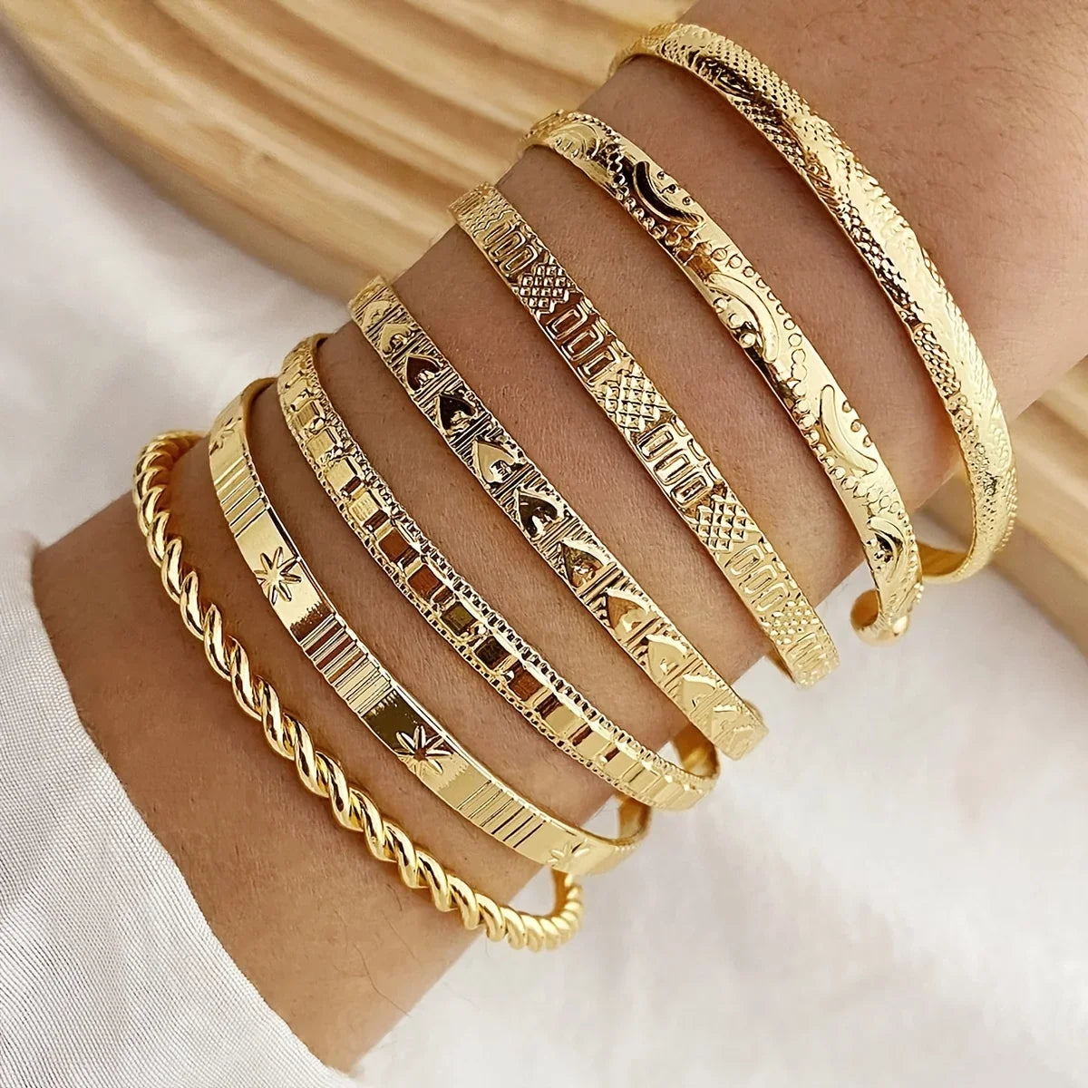 Stackable Engraved Open Cuff Bangles