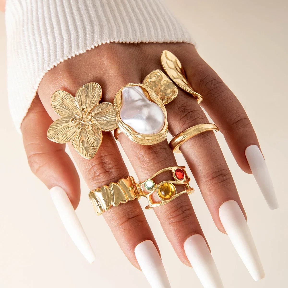Tocona Luxury Imitation Pearl Rings