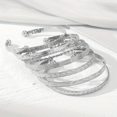 Stackable Engraved Open Cuff Bangles