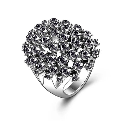 Vintage Rose Flower Rhinestone Ring