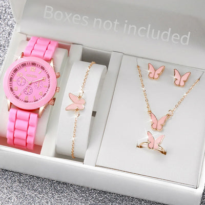 Women Fashion Silicone Watch Set