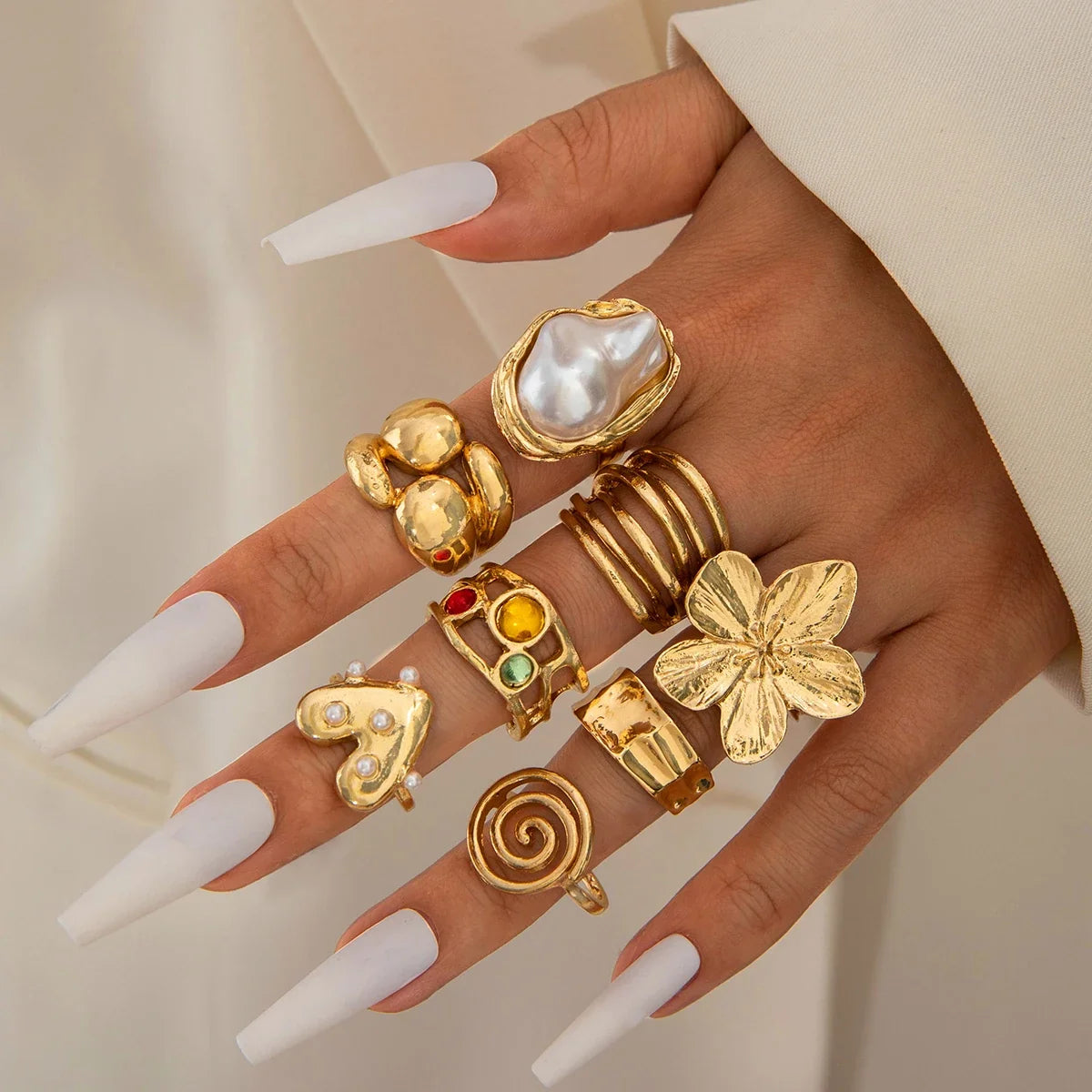 Tocona Luxury Imitation Pearl Rings