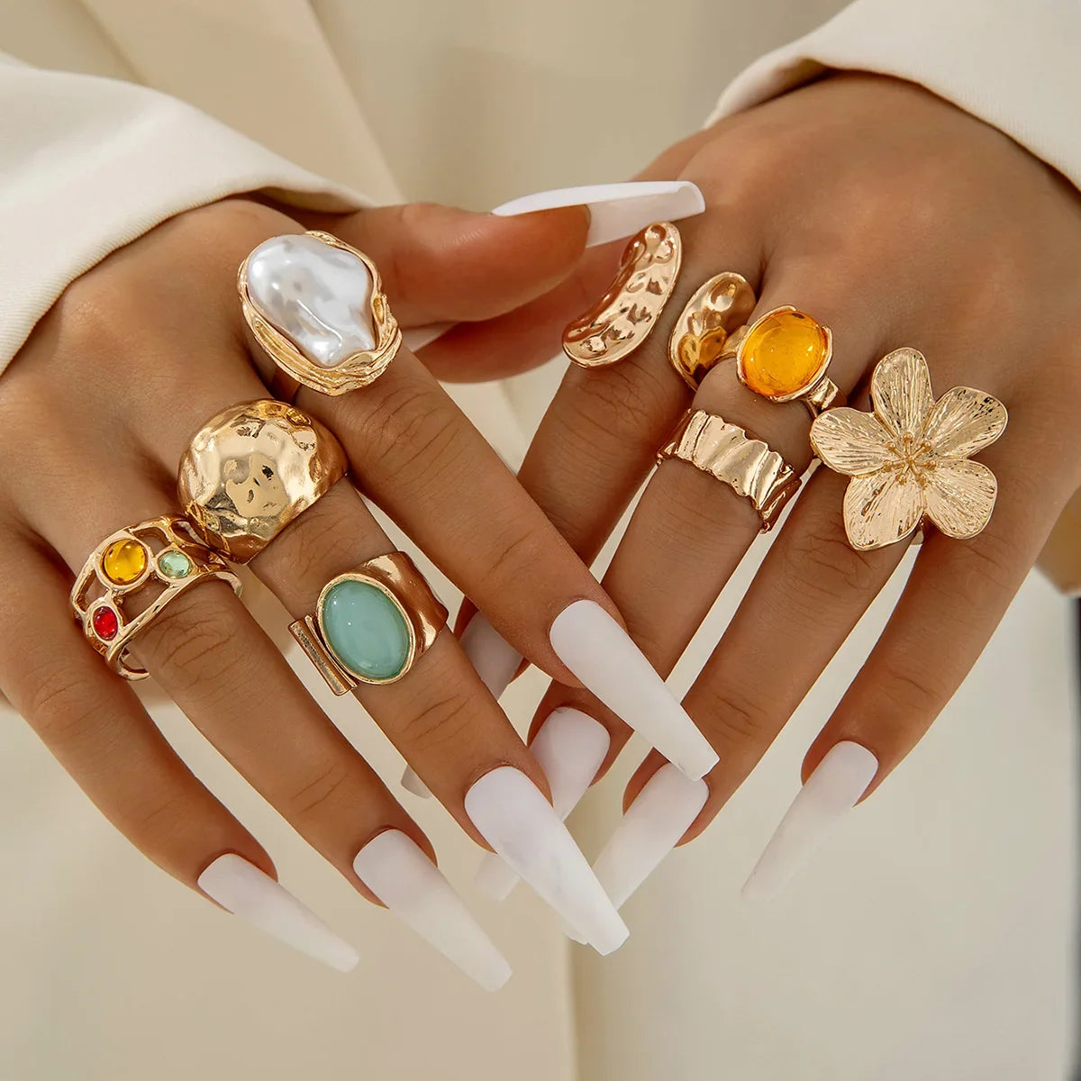 Tocona Luxury Imitation Pearl Rings