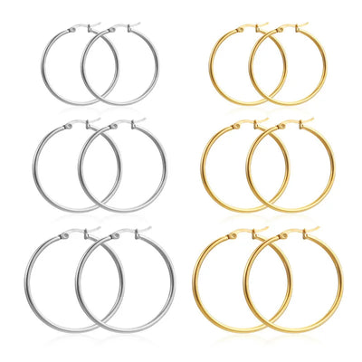 Gold Stainless Steel Hoop Earrings