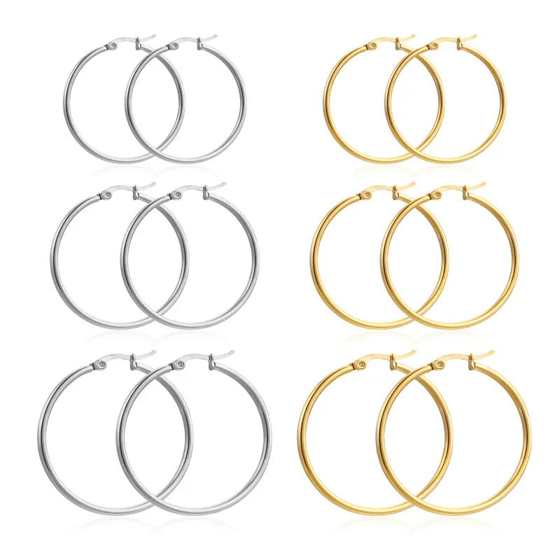 Gold Stainless Steel Hoop Earrings