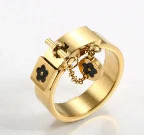 Crystal Zircon Stainless Steel Beaded Ring