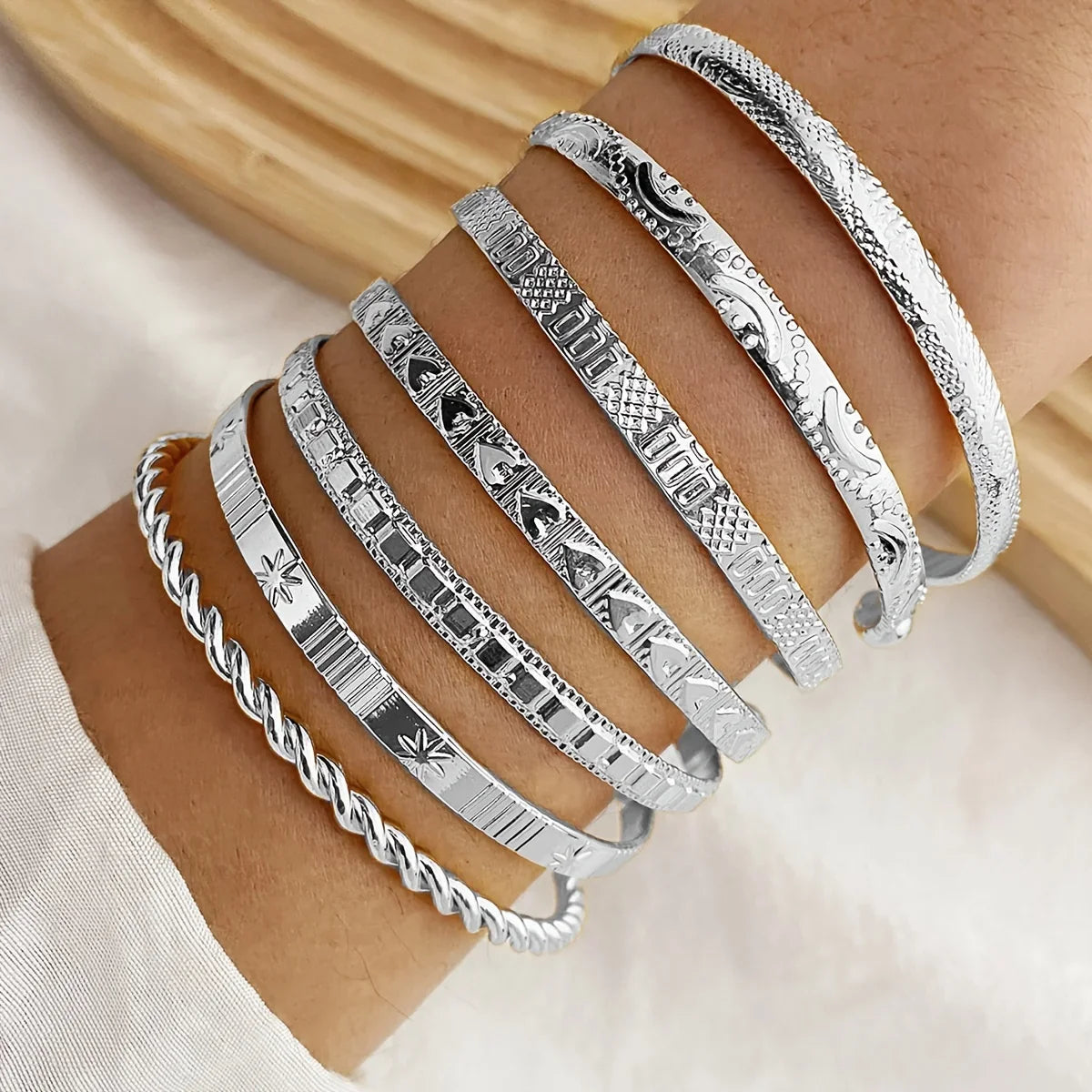 Stackable Engraved Open Cuff Bangles