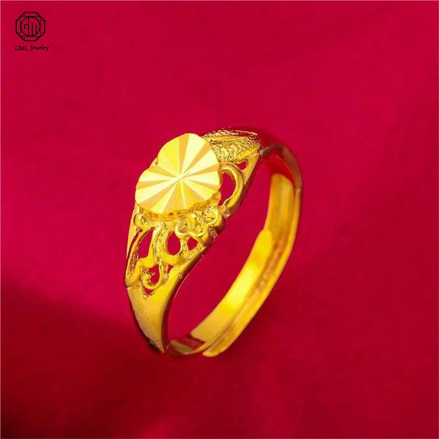Sand Gold Adjustable Wide Band Ring