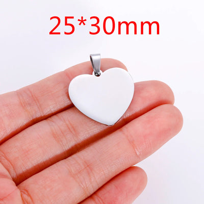 Stainless Steel Heart Tag Charms